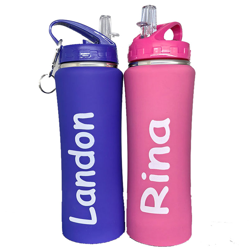 Stainless Steel Straw - Personalized Bottle with Picture Text Name,