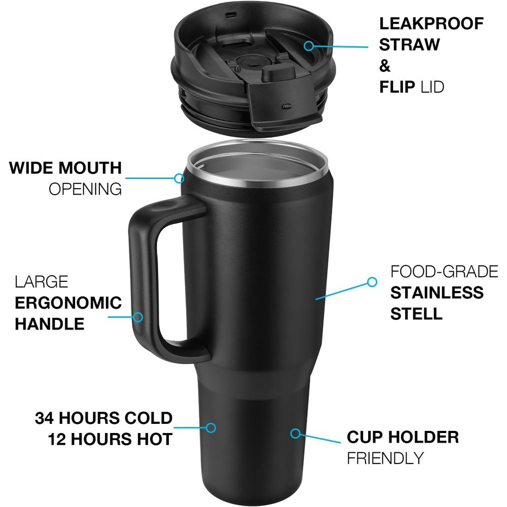 40 oz Insulated Travel Mug wit - đánh giá và giá Stainless Steel Straw